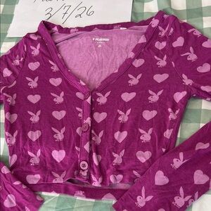 Playboy Pink Heart Crop Cardigan